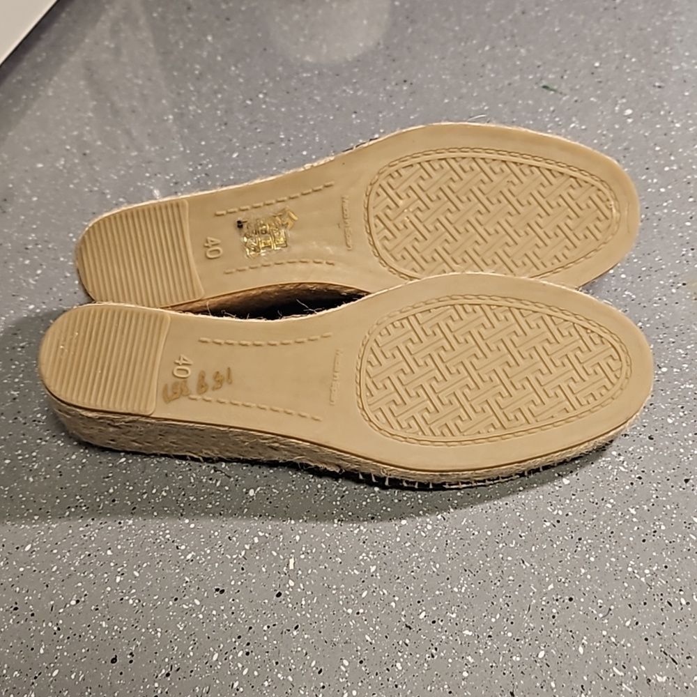 Striped Espadrille Wedge Sandals - Black, Tan & Cream - Picture 6 of 6